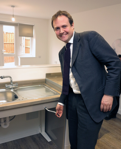 Trying out the adjustable sink