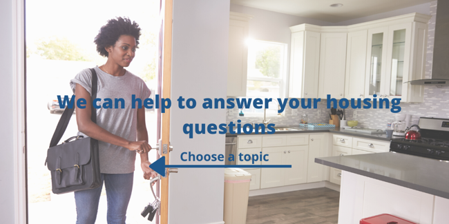 Women in Kitchen with words Choose a topic