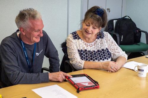 A picture of Linda with a member of staff from Brenwards