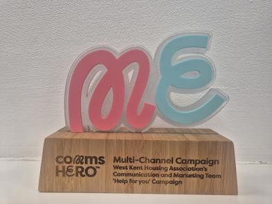 An award showing West Kent has won 'Best Multi-Channel Campaign' at the commsHERO awards