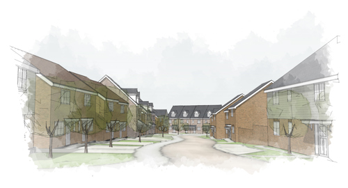 an artist's impression of what the new homes at Castor Park will look like once complete. Image credit – gdm architects.