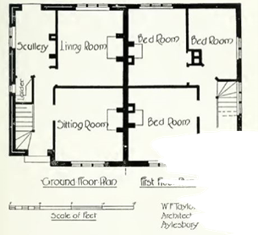 A floor plan of the original cottages